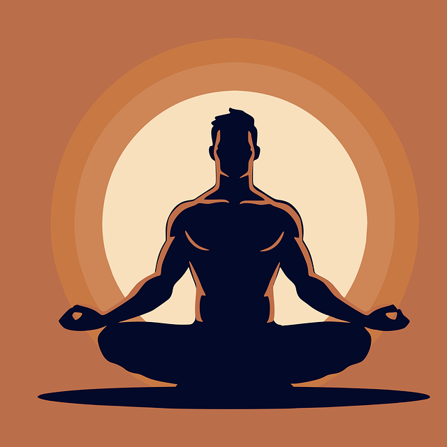 A man sitting in the lotus position, meditating.